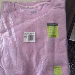 Tek Gear Soft Pink Pullover Sweatshirt Crew Neck Long Sleeve Size L Thumb Holes